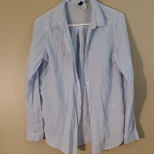 H&M Light Blue and White Striped Shirt